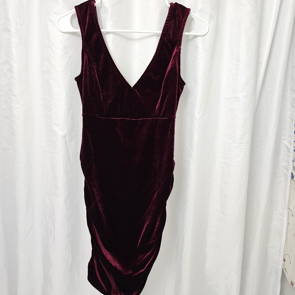 Deep maroon velvet dress